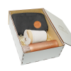 Эко подарочный ланч набор термосумка "Brivilas" + золотой термос "Royal" 500 мл + бежевый ланч бокс супница "Peach" + подарочная коробка