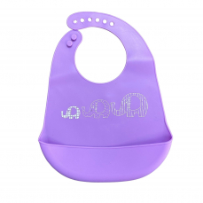 Силиконовый слюнявчик с карманом для девочки, фиолетовый 29х23 см
