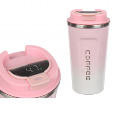 Термокружка Jooki "Coffee" металлическая с индикацией, розовая, 500 мл