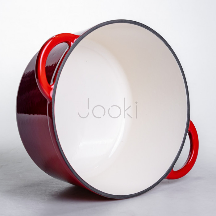 Каструля чавунна емальована 4 л, червоний Yiwu HP-FLG-1 RED Зручність і стиль Jooki