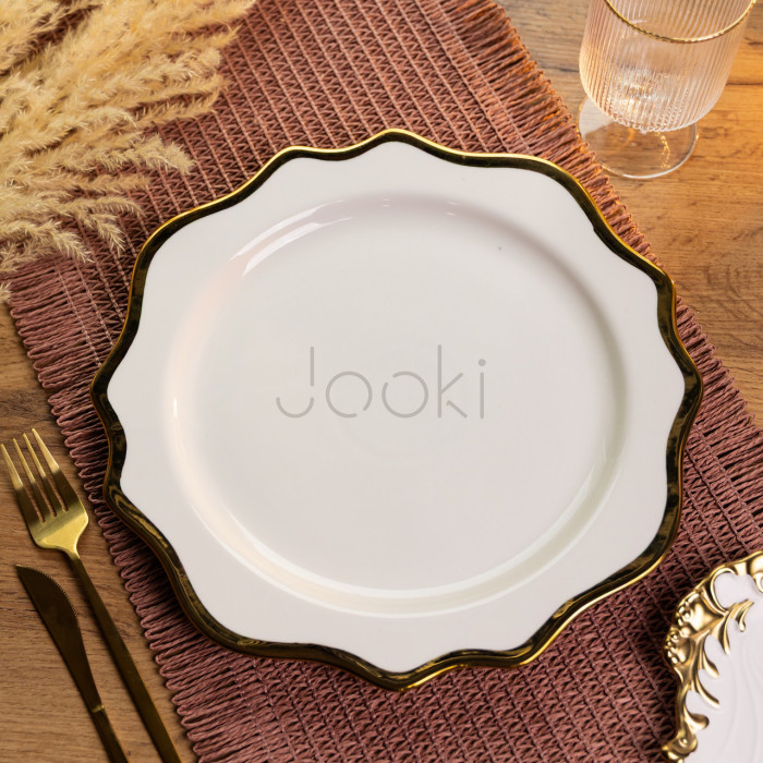 Тарелка сервировочная фарфоровая Antique White 25 см Yiwu HKPP-10  Всегда под рукой 