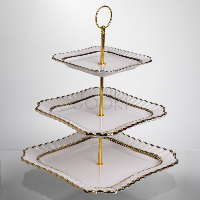 Етажерка для фруктів та десертів Aurelia Imperia порцелянова 37 см Yiwu LB-SBW-90 Твій стильний вибір 