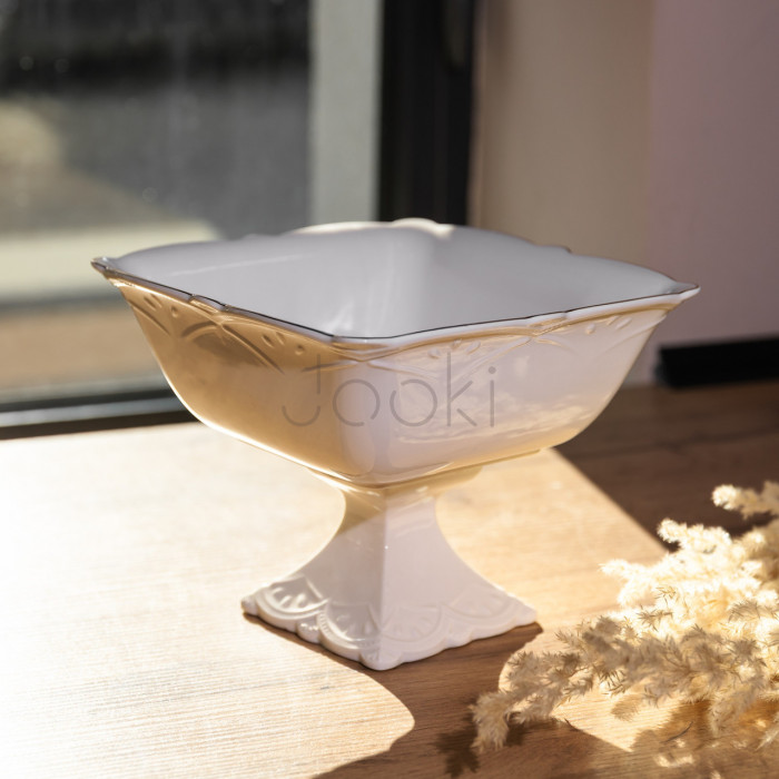 Ваза для фруктов на ножке фарфоровая Pearl 20,5*20,5 см Yiwu 120-YH-HG053 Надежный выбор Jooki
