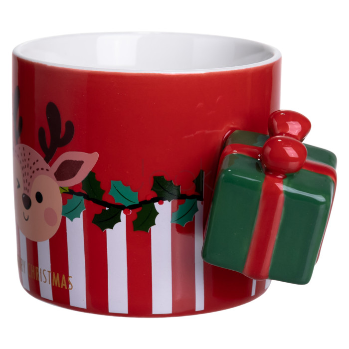 Чашка фарфоровая новогодняя Merry Christmas 400 (мл) Красная Yiwu FM-CS-49R  Всегда под рукой 