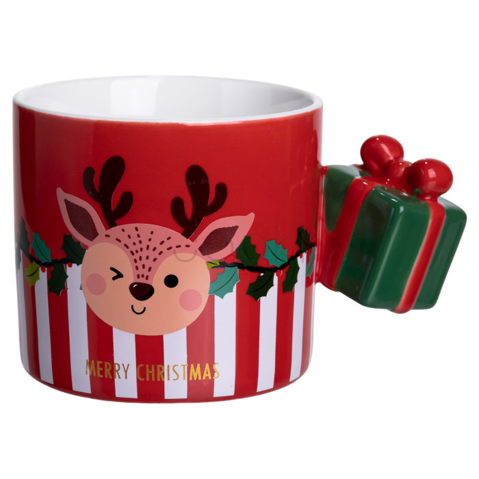 Чашка фарфоровая новогодняя Merry Christmas 400 (мл) Красная Yiwu FM-CS-49R  Всегда под рукой 