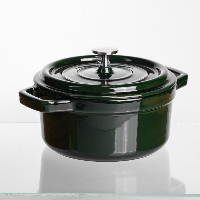 Кокотница чугунная эмалированная 2 л, малахит Yiwu HP-FLG-8 green  Jooki