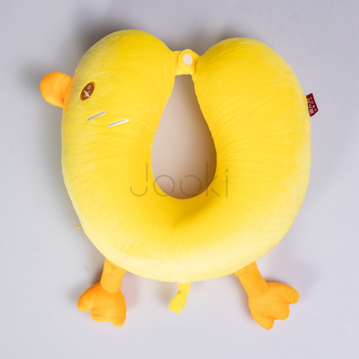Подушка для шеи Duck U-образная плюш велюр memory foam дорожная ортопедическая подушка для шеи авто поездки mirson подушки Желтая Практичне рішення Jooki