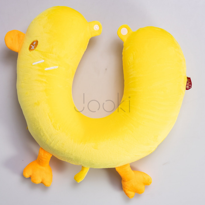 Подушка для шеи Duck U-образная плюш велюр memory foam дорожная ортопедическая подушка для шеи авто поездки mirson подушки Желтая Практичне рішення Jooki