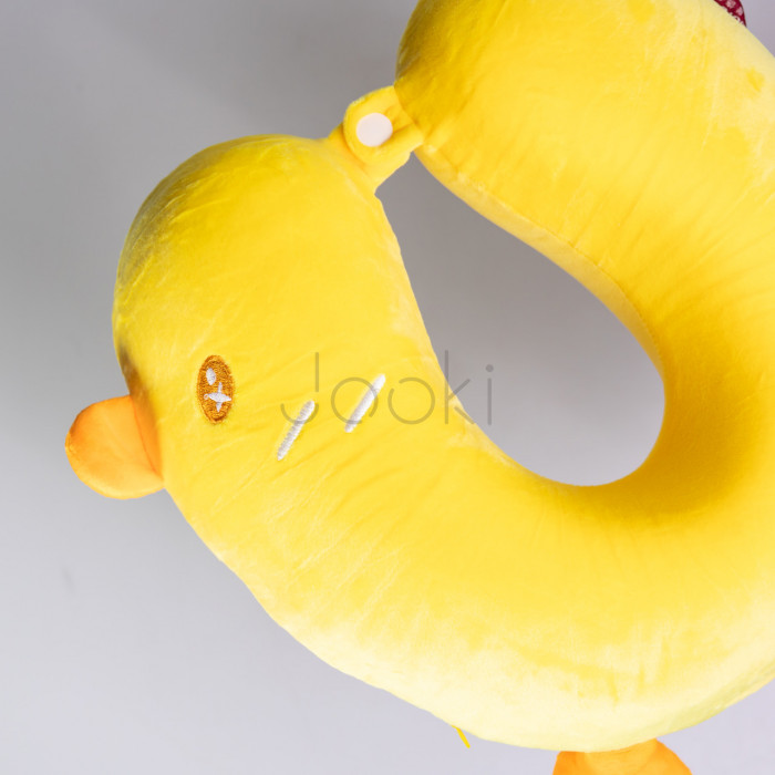 Подушка для шеи Duck U-образная плюш велюр memory foam дорожная ортопедическая подушка для шеи авто поездки mirson подушки Желтая Практичне рішення Jooki