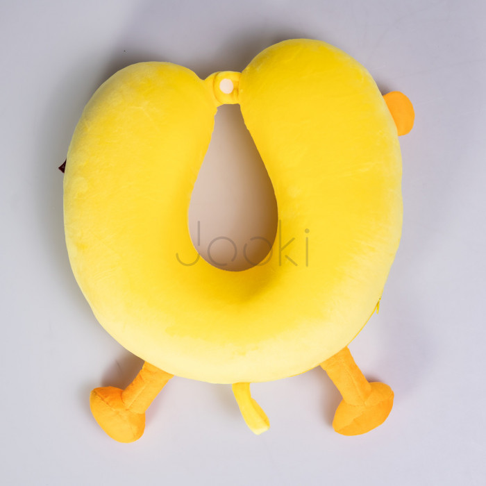 Подушка для шеи Duck U-образная плюш велюр memory foam дорожная ортопедическая подушка для шеи авто поездки mirson подушки Желтая Практичне рішення Jooki