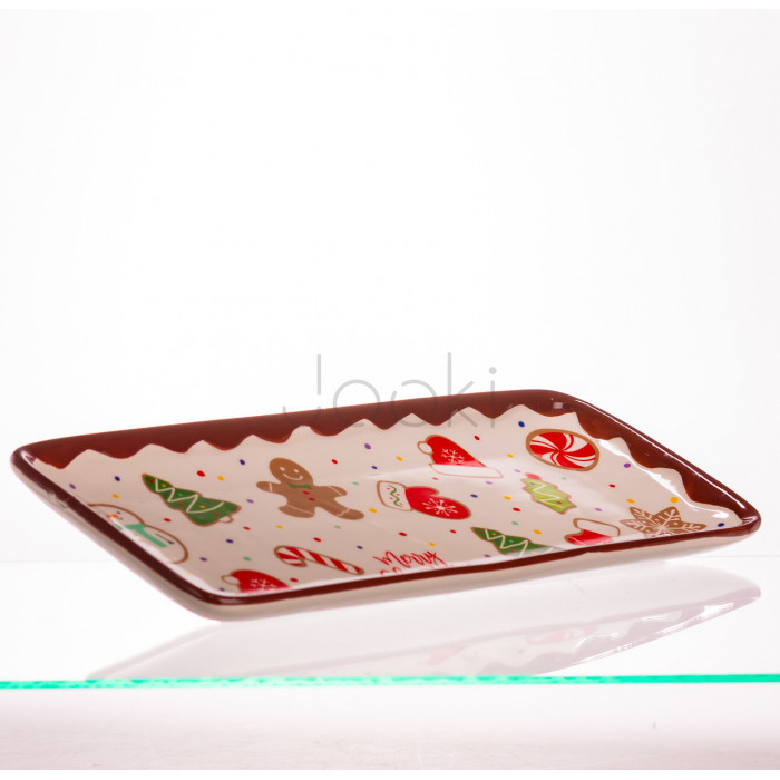 Блюдо сервировочное новогоднее для закусок Merry Christmas 34×14×2 (см) блюдо прямоугольное рождественское из фарфора CR-1-38  Всегда под рукой 
