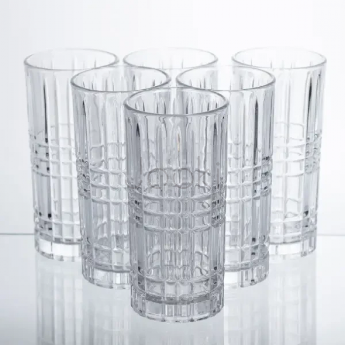 Набор стаканов Geometric Glass 6 штук по 300 мл с рельефным узором HP-17-3  Jooki 