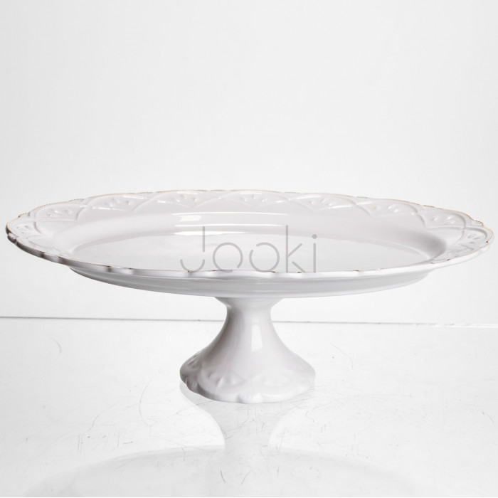 Блюдо на ножке фарфоровое Pearl 25,5 см Yiwu 120-YH-HG050  Jooki