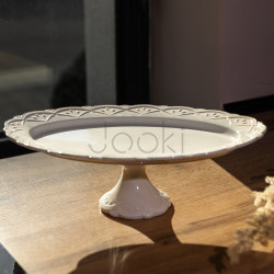 Блюдо на ножке фарфоровое Pearl 25,5 см Yiwu 120-YH-HG050  Jooki