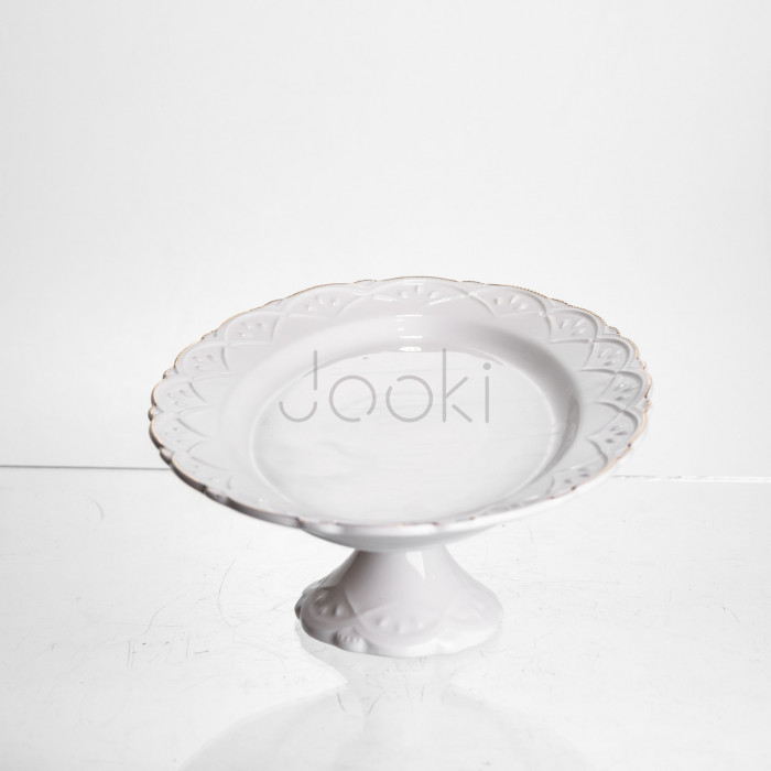 Блюдо на ножке фарфоровое Pearl 25,5 см Yiwu 120-YH-HG050  Jooki