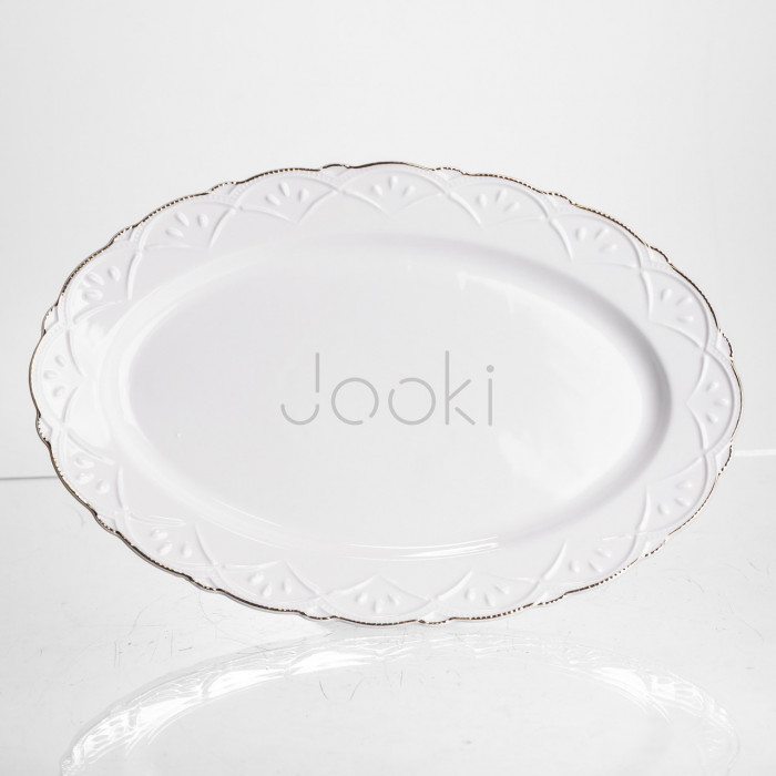 Блюдо на ножке фарфоровое Pearl 25,5 см Yiwu 120-YH-HG050  Jooki