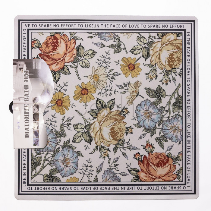Килимок для ванної кімнати Flowers 58*58 см діатомітовий HP-42-7 Перевірена якість Jooki