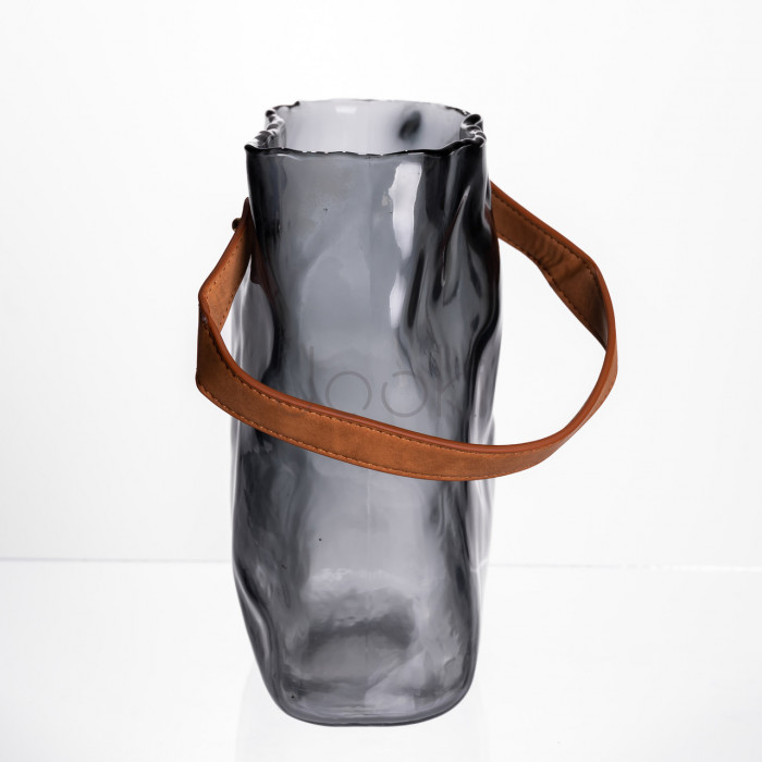 Подарочная стеклянная ваза сумочка с ручкой 18×9×25 (см) декоративная Серый HP-19-157-2 Функциональность Jooki