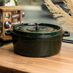 Кокотница чугунная эмалированная 6 л, малахит Yiwu HP-FLG-13 green  Jooki