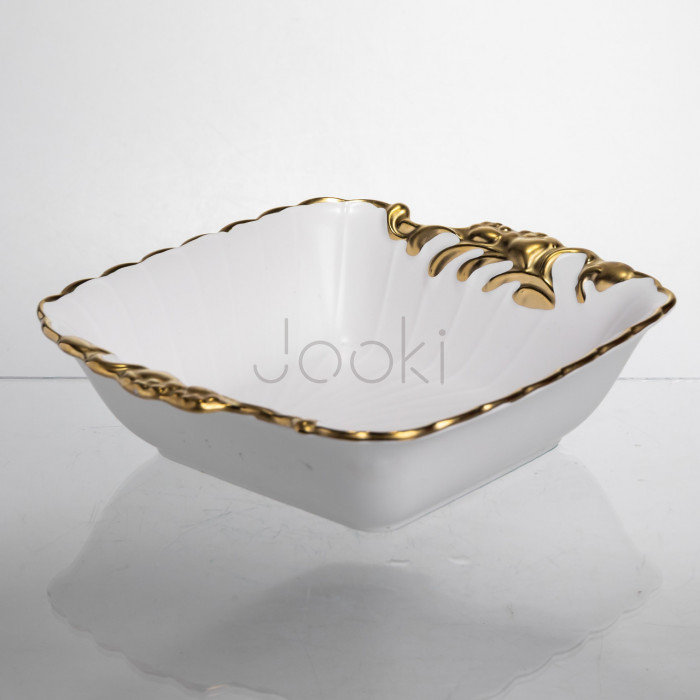 Салатница фарфоровая Aurelia 22,2*20*6,2 см с золотым декором Yiwu YYSH1222  Jooki