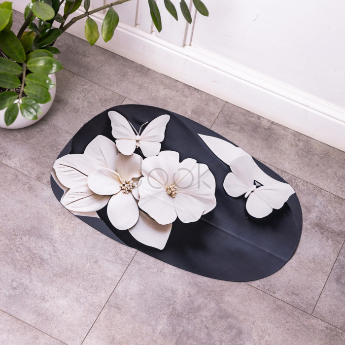 Килимок для ванної кімнати з 3D-ефектом Petal Relief 58*38 см діатомітовий Чорний HP-42-38  Jooki