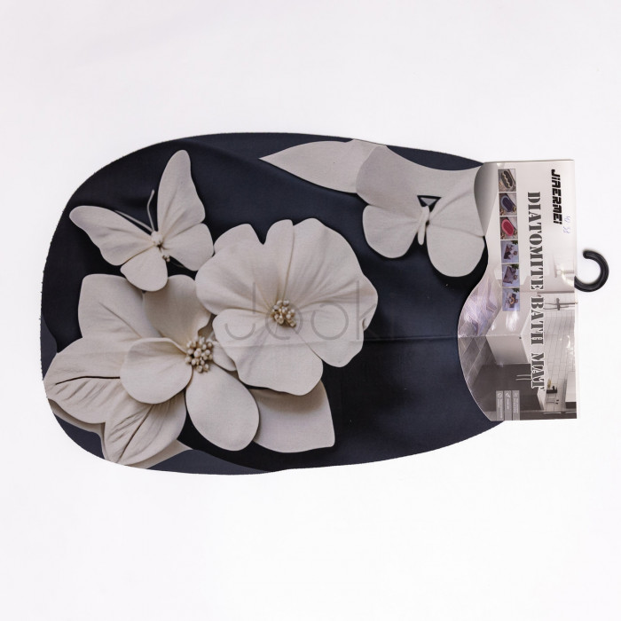 Килимок для ванної кімнати з 3D-ефектом Petal Relief 58*38 см діатомітовий Чорний HP-42-38  Jooki