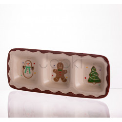 Менажница фарфоровая Merry Christmas на 3 секции 30×11×2.5 (см) прямоугольная CR-1-41  Jooki