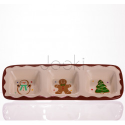 Менажница фарфоровая Merry Christmas на 3 секции 30×11×2.5 (см) прямоугольная CR-1-41  Jooki