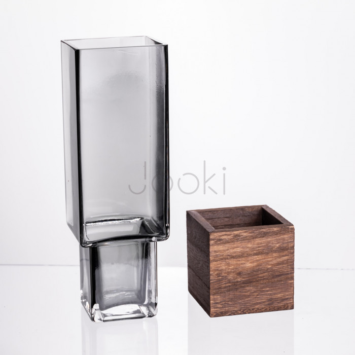Ваза для цветов квадратная стеклянная 8×8×25 (см) декоративна ваза 900 (мл) из толстого стекла HP-19-160-2  Jooki