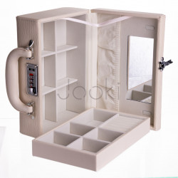 Скринька для прикрас з еко шкіри 2 яруси з кодовим замком Бежевий HP-5-24BE Надійний вибір Jooki