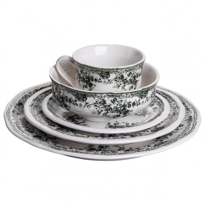 Столовый набор посуды 32 предмета на 6 персон Vintage Elegant фарфоровый Черный YY78-7A Удобство и стиль Jooki