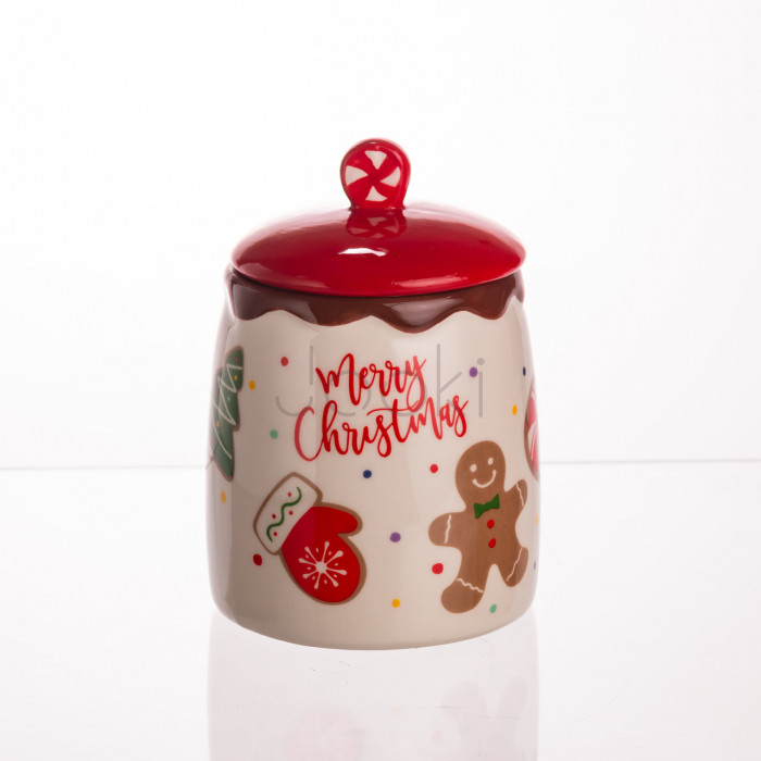 Банка для сипучих продуктів з кришкою з порцеляни 9×13 (см) Merry Christmas CR-1-42 Перевірена якість Jooki