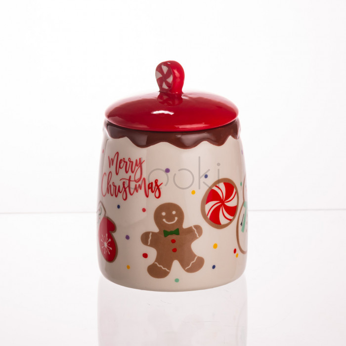 Банка для сипучих продуктів з кришкою з порцеляни 9×13 (см) Merry Christmas CR-1-42 Перевірена якість Jooki