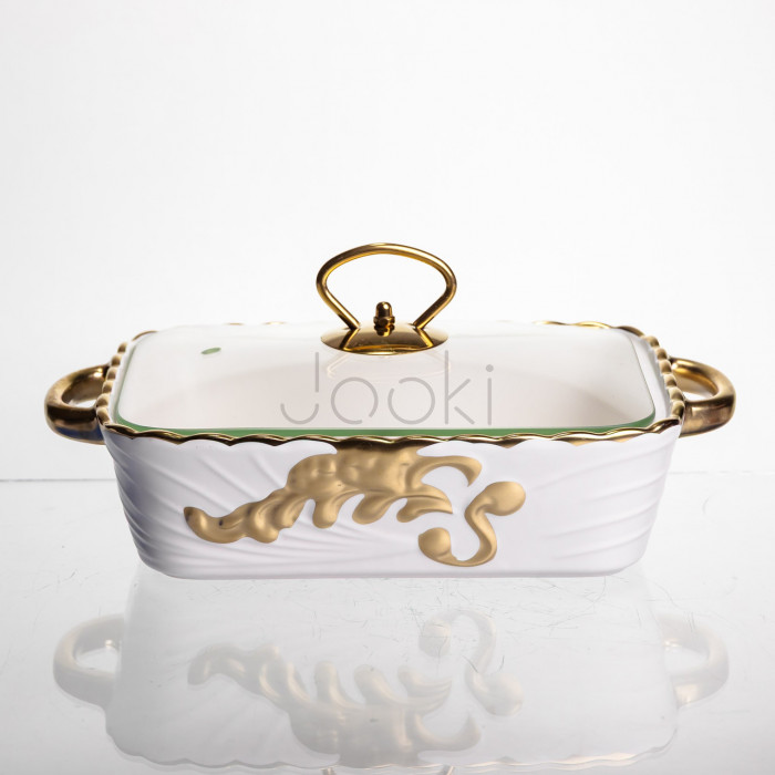 Мармітниця порцелянова Aurelia 1 л прямокутна на підставці з підігрівом Yiwu YYSH1211 Твій стильний вибір 