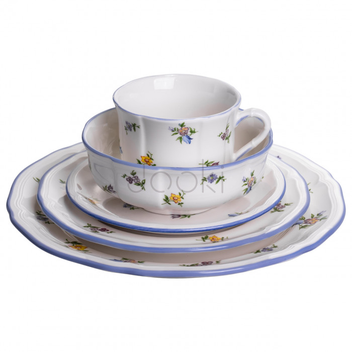Столовый набор посуды тарелок и чашек 32 предмета на 6 персон Retro Floral фарфоровый, обеденный столовый сервиз тарелок YY78-9A Практическое решение Jooki