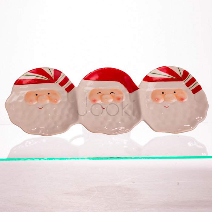 Блюдо сервировочное новогоднее для закусок Santa Claus 33.5×12.5 (см) из фарфора CR-1-33 Твой стильный выбор 