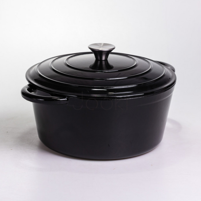 Кастрюля чугунная эмалированная 6,5 л, черный Yiwu HP-FLG-3 BLACK Удобство и стиль Jooki