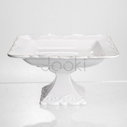 Фруктовница на ножке White Square 21,5*21,5 см фарфоровая квадратная Yiwu 120-YH-HG057 Функциональность Jooki