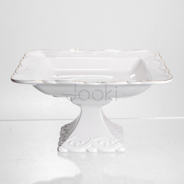 Фруктовница на ножке White Square 21,5*21,5 см фарфоровая квадратная Yiwu 120-YH-HG057 Функциональность Jooki