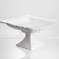 Фруктовниця на ніжці White Square 21.5*21.5 см порцелянова квадратна Yiwu 120-YH-HG057