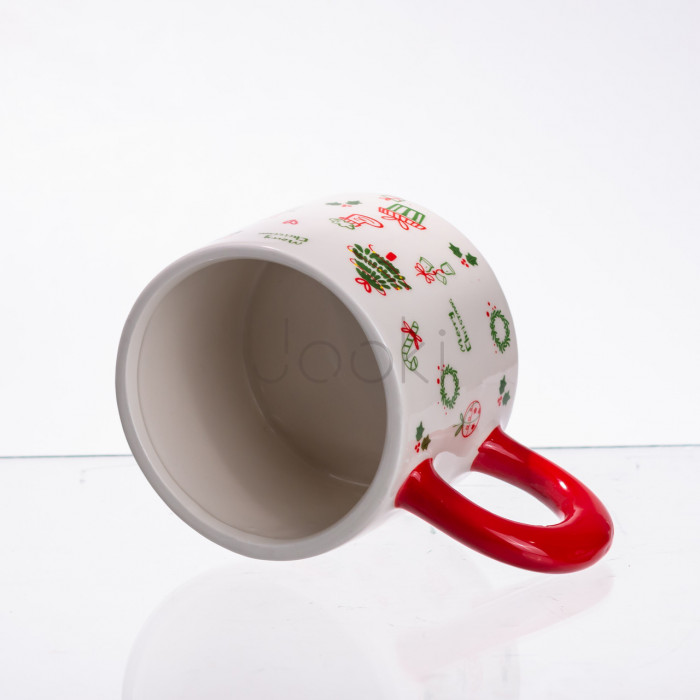 Новорічна порцелянова чашка з кришкою Merry Christmas 350 (мл) CR-1-20 Зручність і стиль Jooki