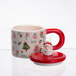 Новорічна порцелянова чашка з кришкою Merry Christmas 350 (мл) CR-1-20 Зручність і стиль Jooki
