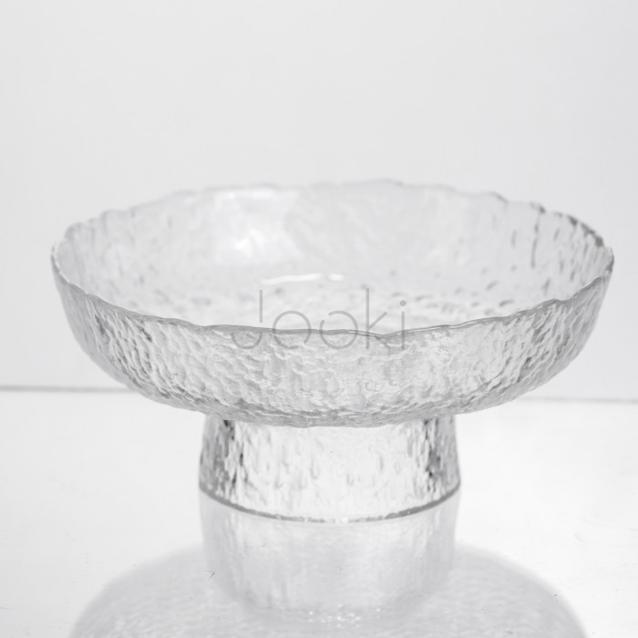Фруктовниця на ніжці Ice Textured 15 см з крижаною текстурою скла Yiwu HP-34-88  Jooki