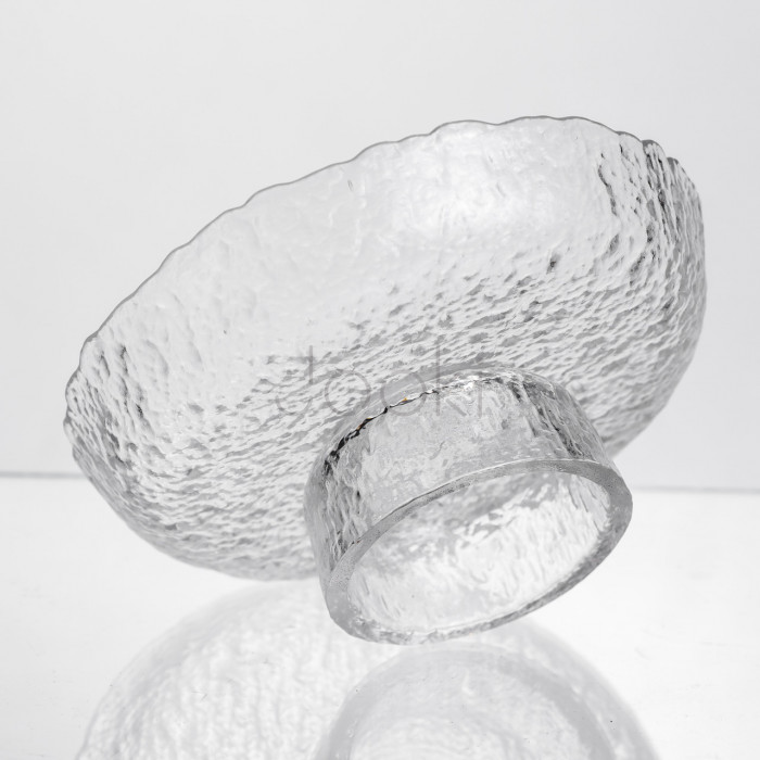 Фруктовниця на ніжці Ice Textured 15 см з крижаною текстурою скла Yiwu HP-34-88  Jooki