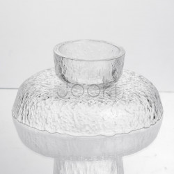 Фруктовниця на ніжці Ice Textured 15 см з крижаною текстурою скла Yiwu HP-34-88  Jooki