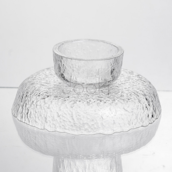 Фруктовниця на ніжці Ice Textured 15 см з крижаною текстурою скла Yiwu HP-34-88  Jooki