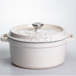 Кокотница чугунная эмалированная 4,5 л, бежевый Yiwu HP-FLG-4 WHITE Для комфорта каждый день 