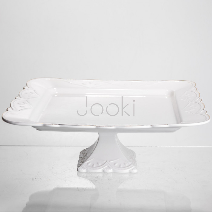 Блюдо на ніжці квадратне порцелянове Pearl 30,5*30,5 см Yiwu 120-YH-HG039 Перевірена якість Jooki
