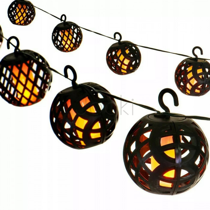 Вулична гірлянда 20 декоративних ліхтариків з ефектом полум'я, IP65, SuperLED Flame Lantern