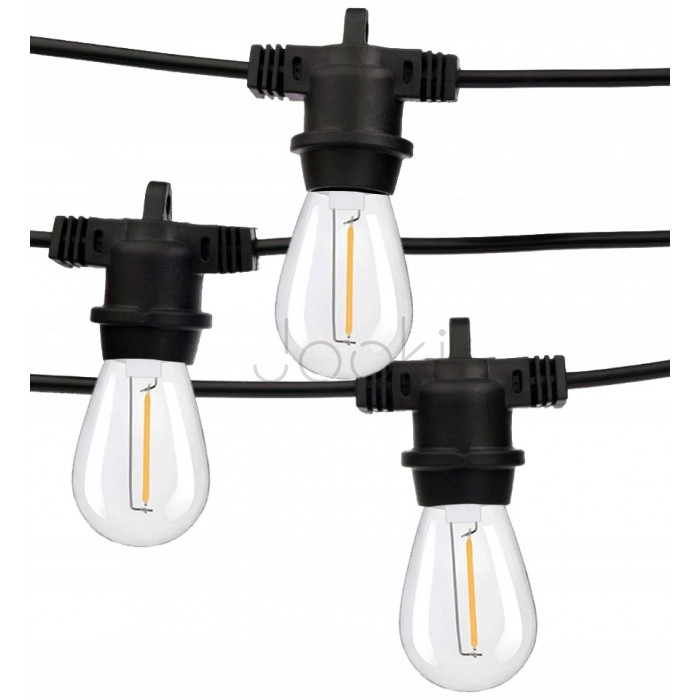 Садова гірлянда 15м з 15 LED-лампами E27 пряма- декоративне освітлення для саду, тераси, балкона, SuperLED